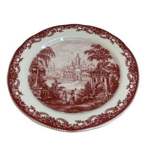 Burton & Burton Red Toile Transferware Dinner Plate 10"